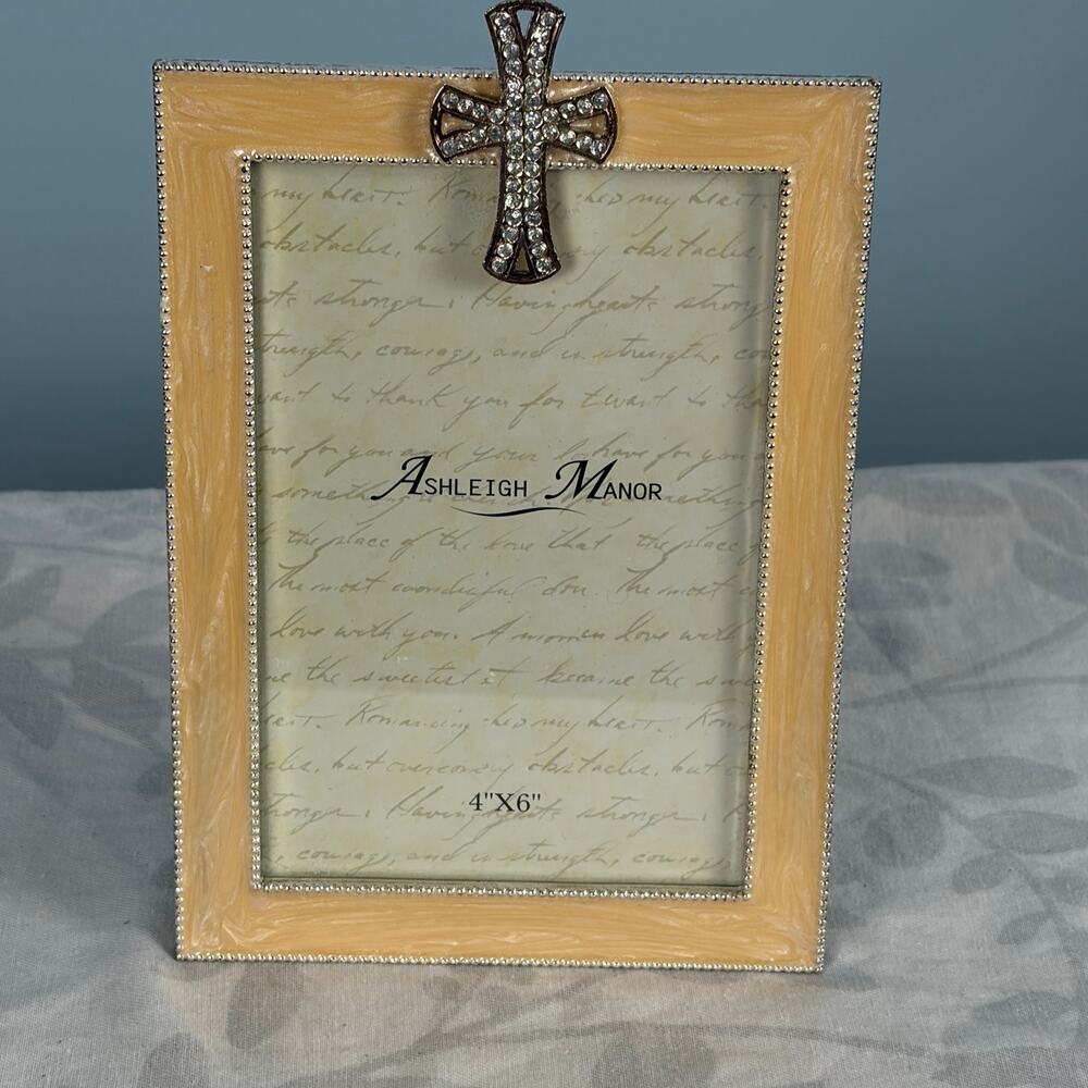Ashleigh Manor Rhinestone Cross 4x6 Picture Frame Christian Gift Decor